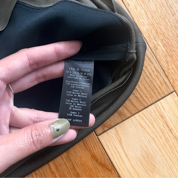 Rag & Bone Vivienne Colorblock Shift Dress Black Olive Green Wool Collar Medium - Picture 11 of 11